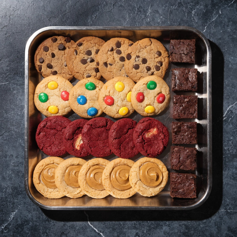 Tray of fresh baked cookies and brownies
