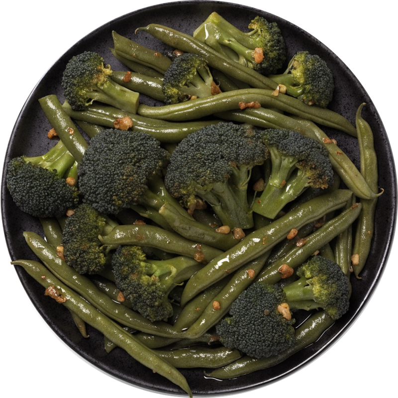 Garlic broccoli and green beans