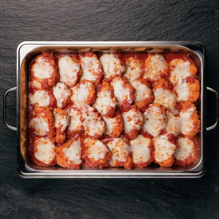 Tray of chicken parmigiana